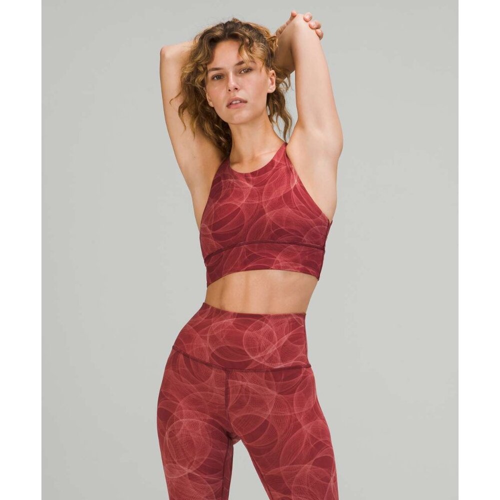 Lululemon Free to Be High-Neck Long-Line Luxtreme Wine Yoga Sports Bra Sz 8 - Picture 3 of 6